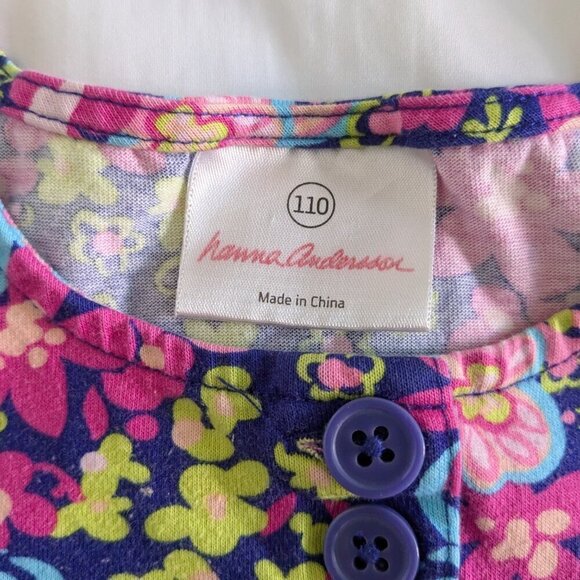 Hanna Andersson Girls Dress Size 110 (US 5) Pink/Blue Colorful Floral Flower - Picture 12 of 14